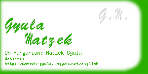 gyula matzek business card
